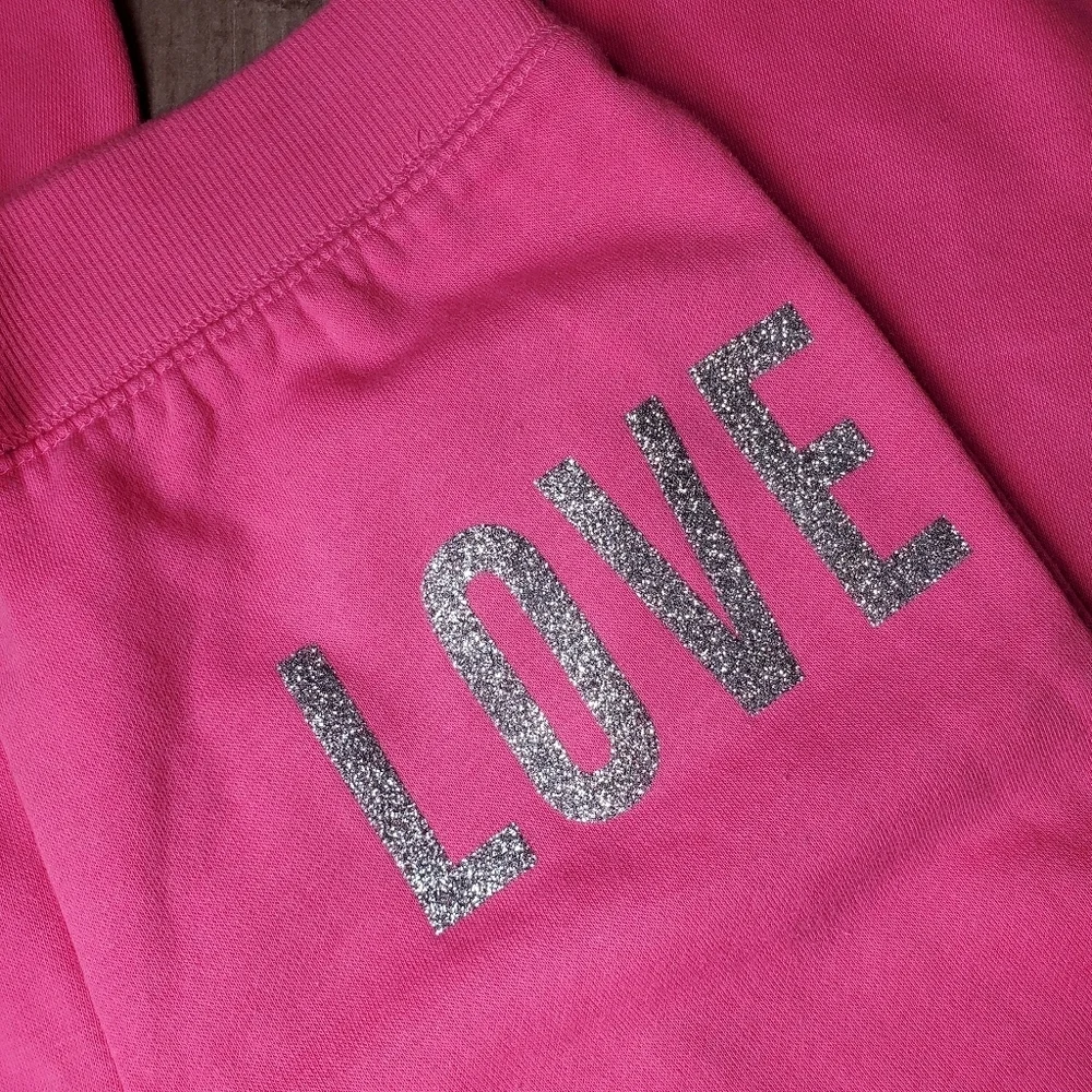 The Children’s Place Pink & Silver LOVE Jogger Sweatpants Girls Size Large 10/12
